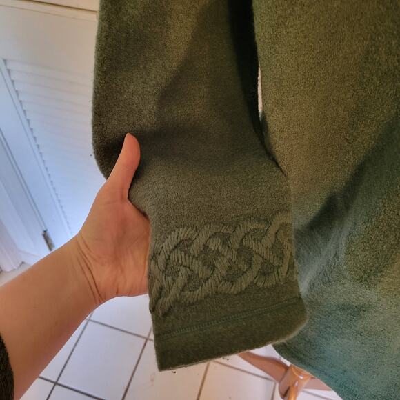 Connemara Vintage Green Wool Knit Unisex Mens Coat Embroidered Details - Picture 4 of 6